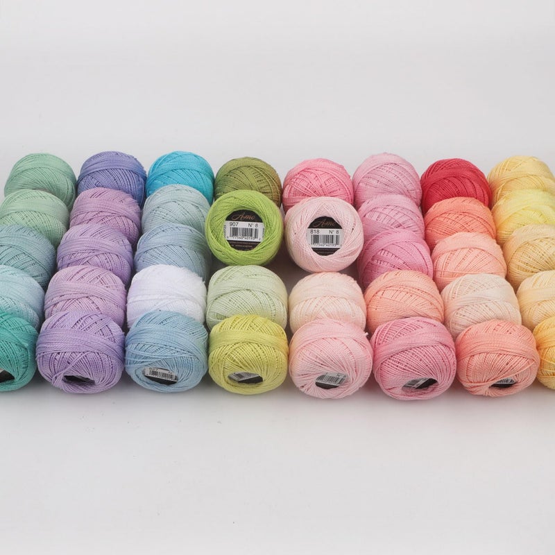 AMOHilos 40 Colors Size 8 Double Mercerized Egyptian Long Staple Cotton Pearl Thread 5 Grams Ball Rainbow Color Embroidery Thread for Crochet Hardanger Cross Stitch Hand Embroidery (40E) - Image 3